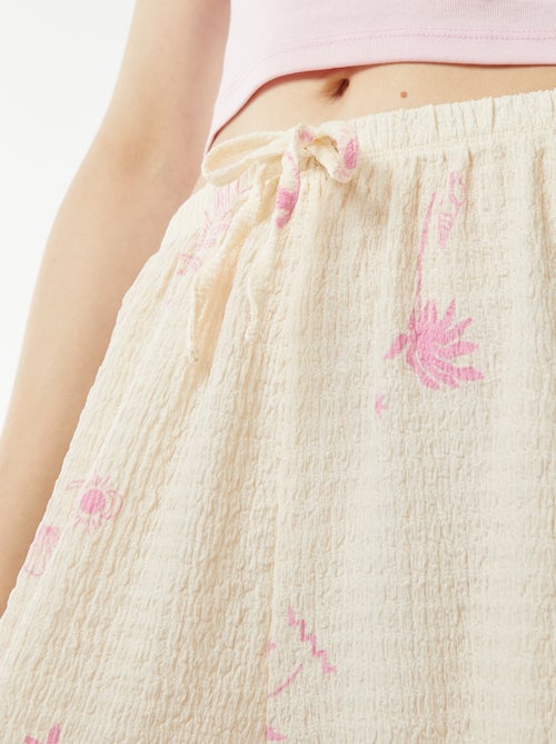 Wijde broek van tricot met wafeltextuur - Kiabi