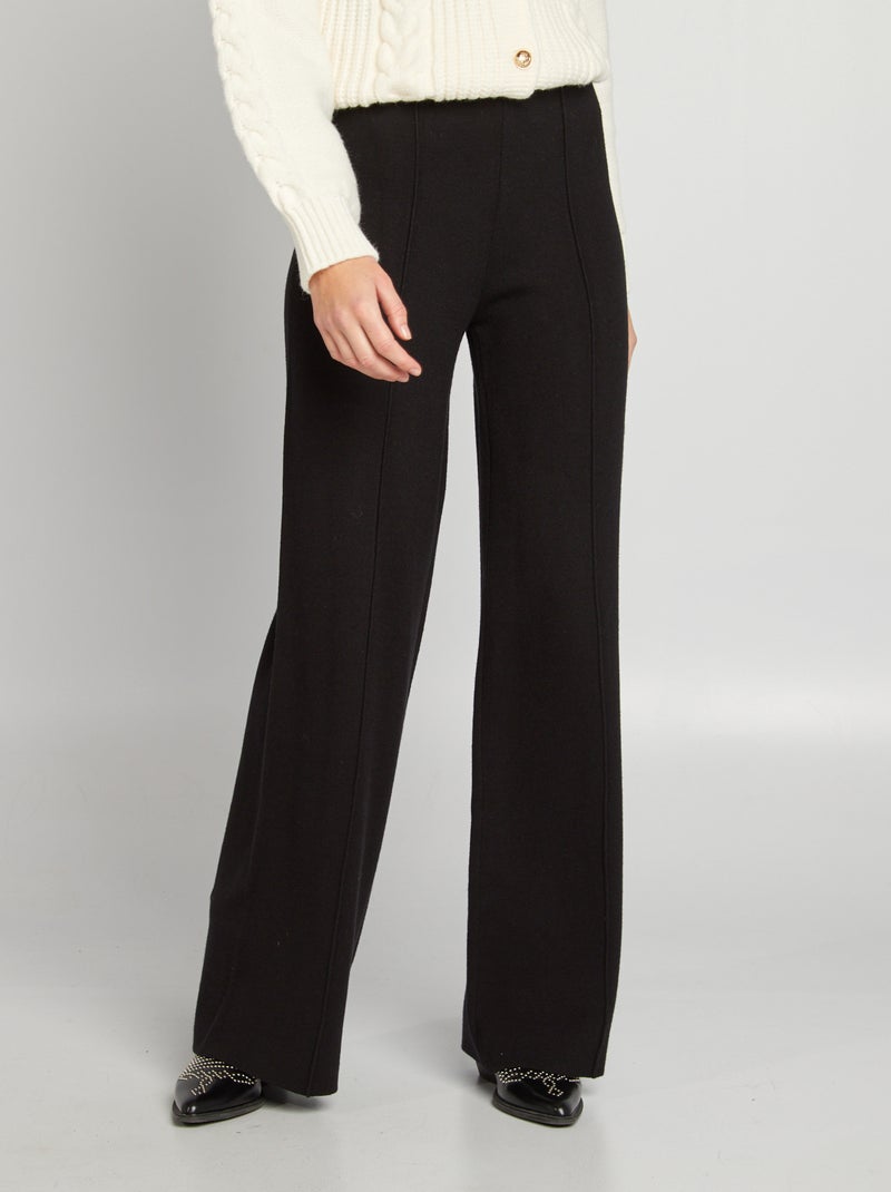 Wijde broek van tricot zwart - Kiabi