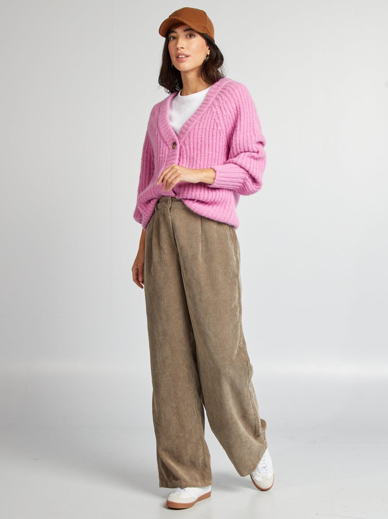 Wijde broek van velours BIEGE - Kiabi