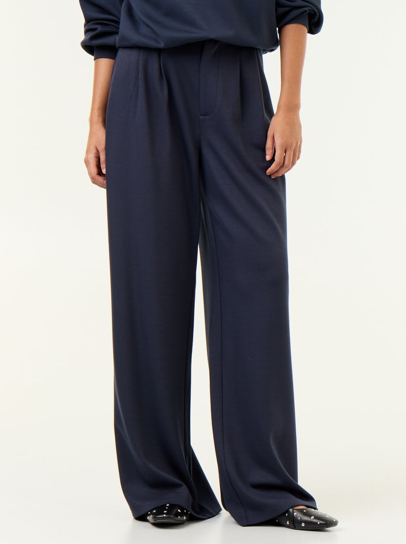 Wijde broek van zachte stof Blauw - Kiabi