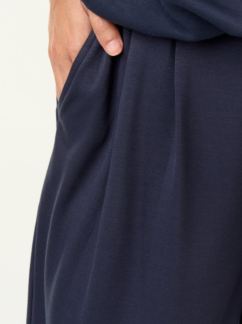 Wijde broek van zachte stof Blauw - Kiabi