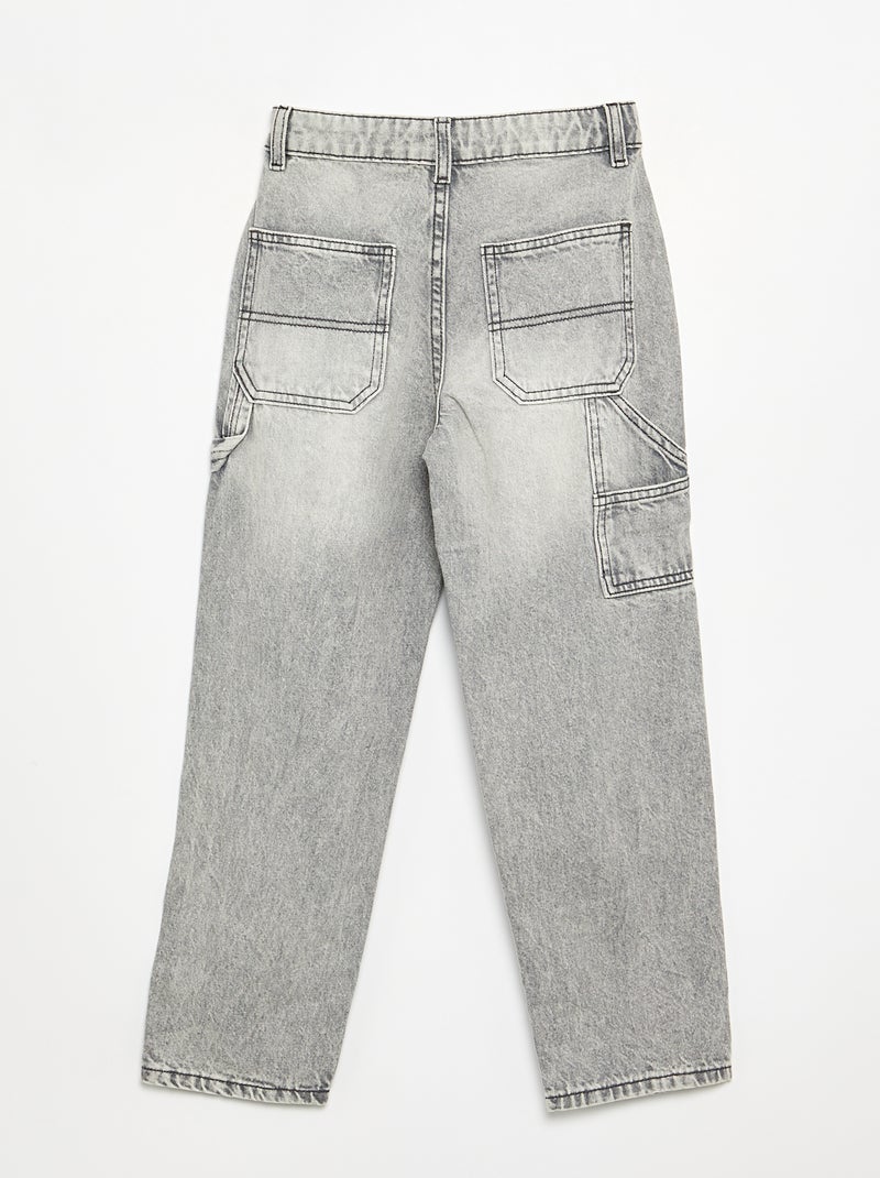 Wijde carpenterjeans Grijs - Kiabi