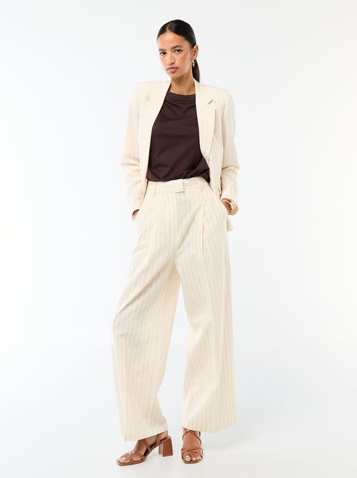 Wijde ceremoniebroek van gemengd linnen - Kiabi