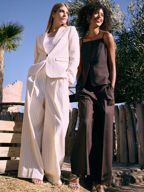 Wijde ceremoniebroek van gemengd linnen - Kiabi