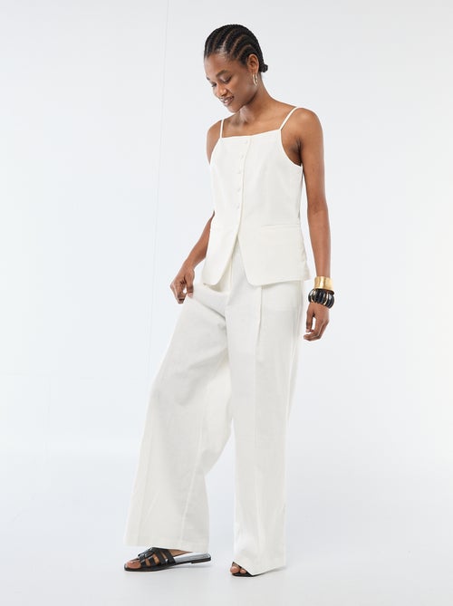 Wijde ceremoniebroek van gemengd linnen - Kiabi