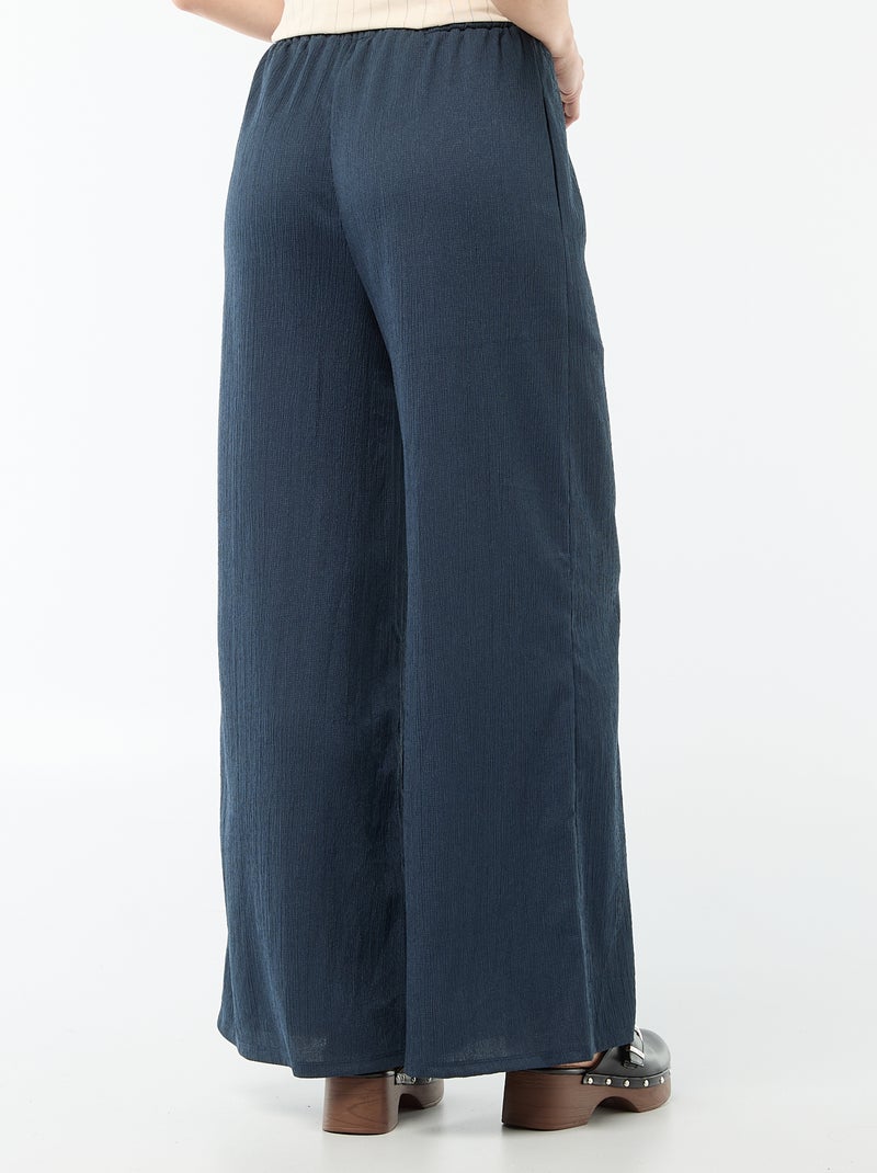 Wijde crêpe broek met 2 zakken Blauw - Kiabi