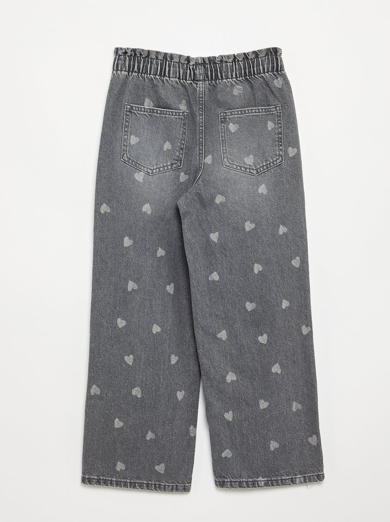 Wijde denim broek Grijs - Kiabi