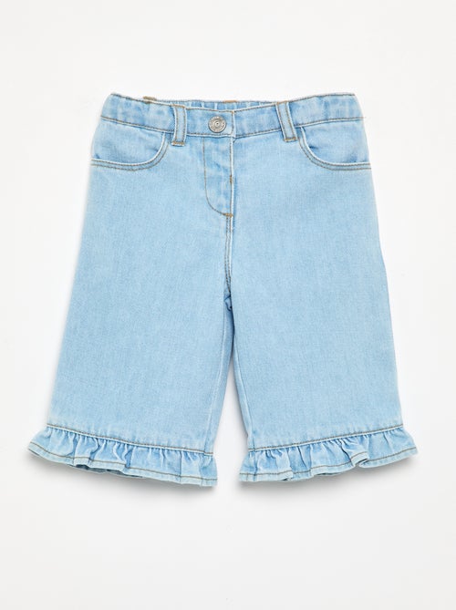 Wijde denim broek met ruches - Kiabi
