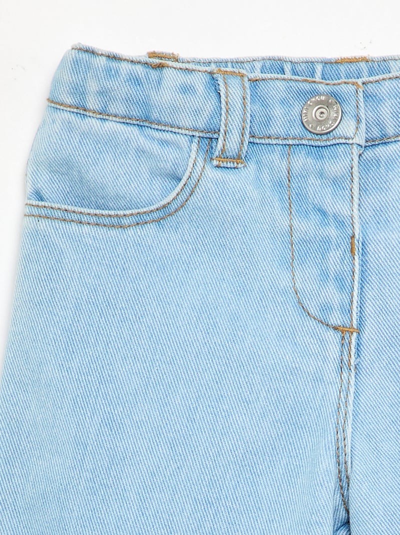 Wijde denim broek met ruches Blauw - Kiabi