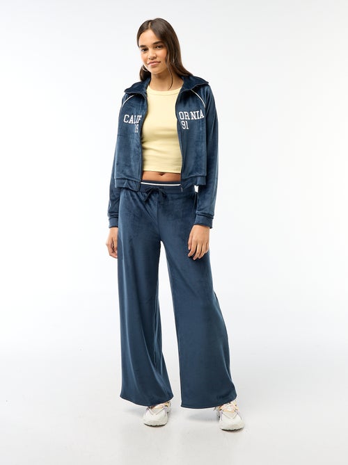 Wijde fluwelen joggingbroek - Kiabi