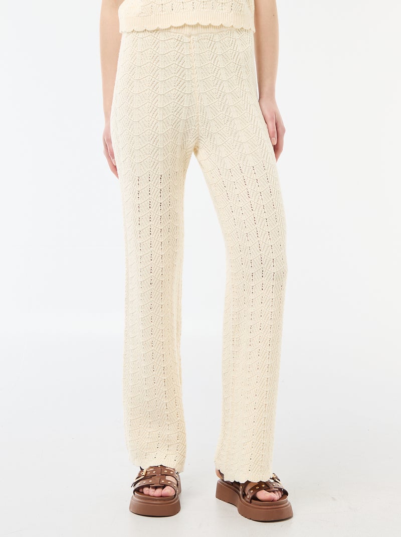 Wijde gehaakte broek Biege - Kiabi