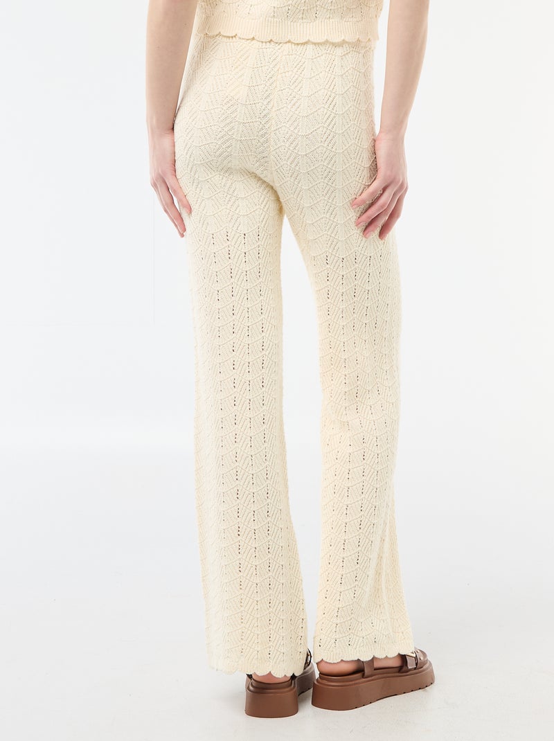 Wijde gehaakte broek Biege - Kiabi