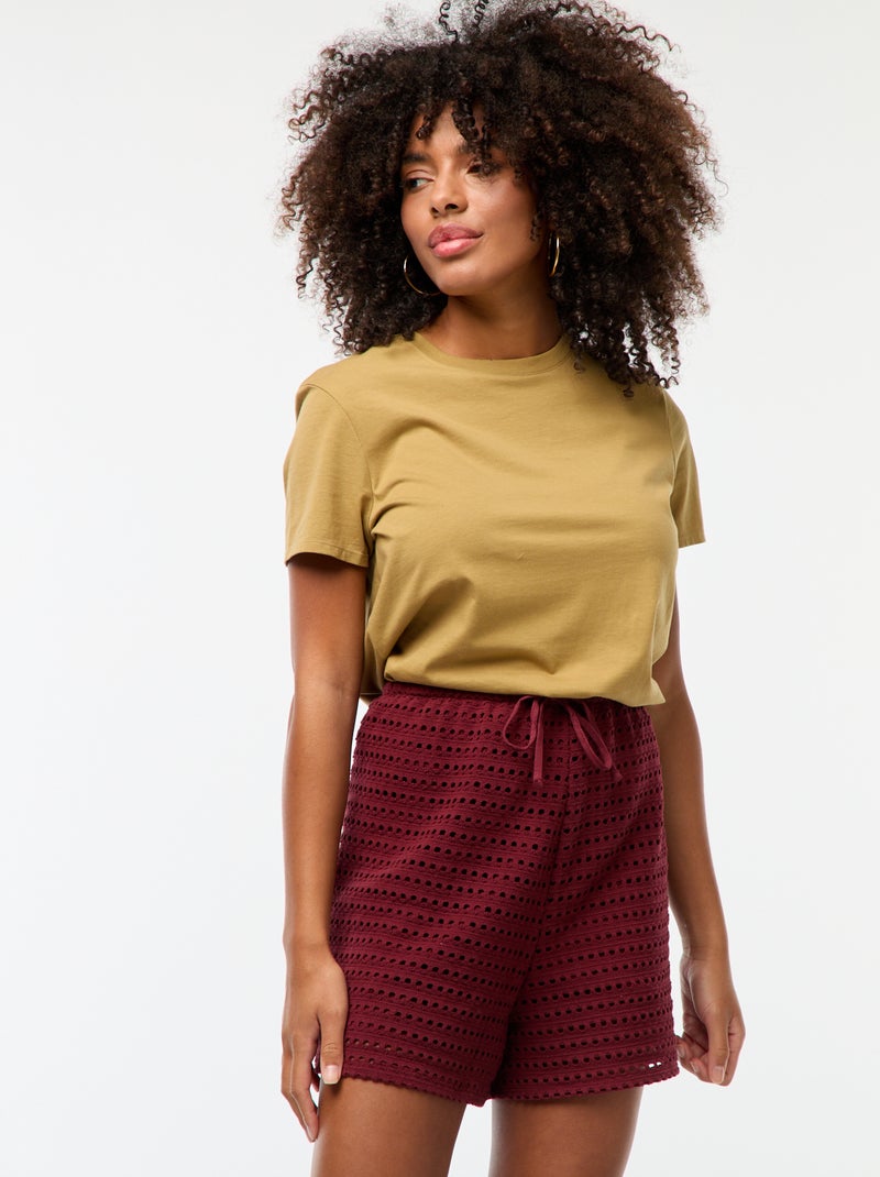 Wijde, gehaakte short Rood - Kiabi