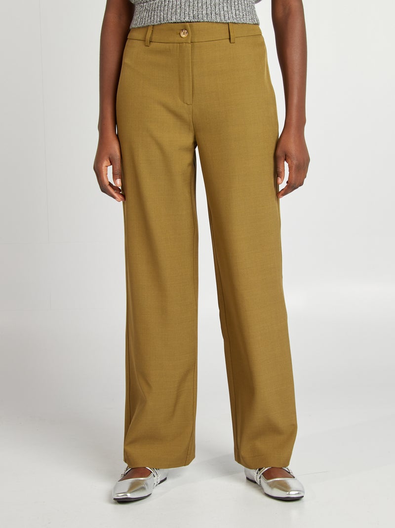 Wijde geklede broek GROEN - Kiabi