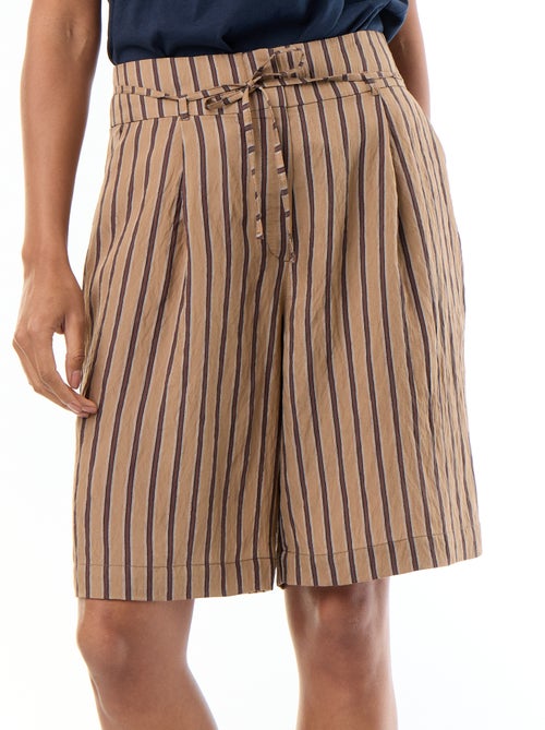 Wijde gestreepte bermuda met hoge taille - Kiabi