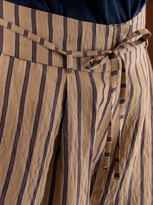 Wijde gestreepte bermuda met hoge taille - Kiabi