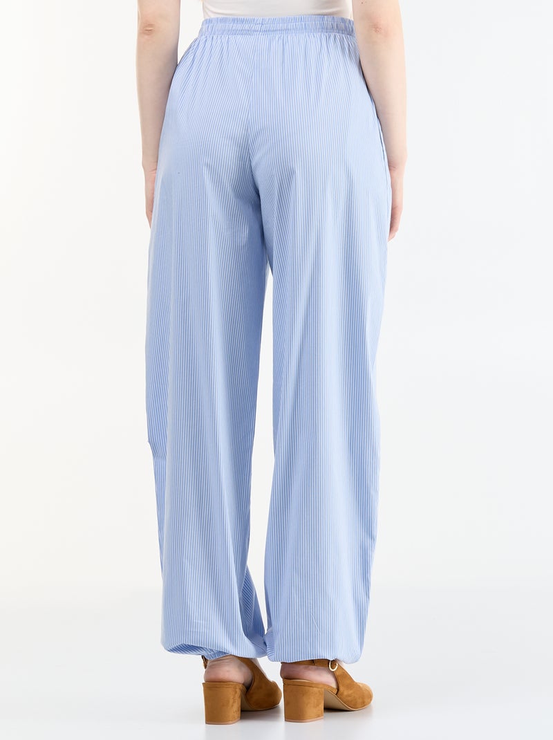 Wijde gestreepte broek met ballonpasvorm Blauw - Kiabi