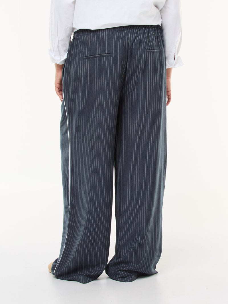 Wijde, gestreepte broek met elastische tailleband Blauw - Kiabi