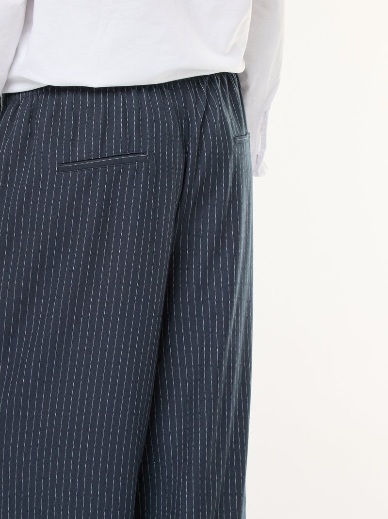Wijde, gestreepte broek met elastische tailleband Blauw - Kiabi