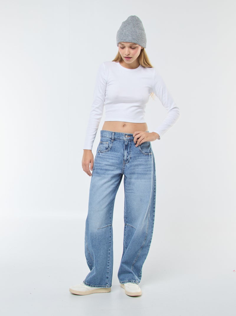 Wijde jeans in bollend model Blauw - Kiabi