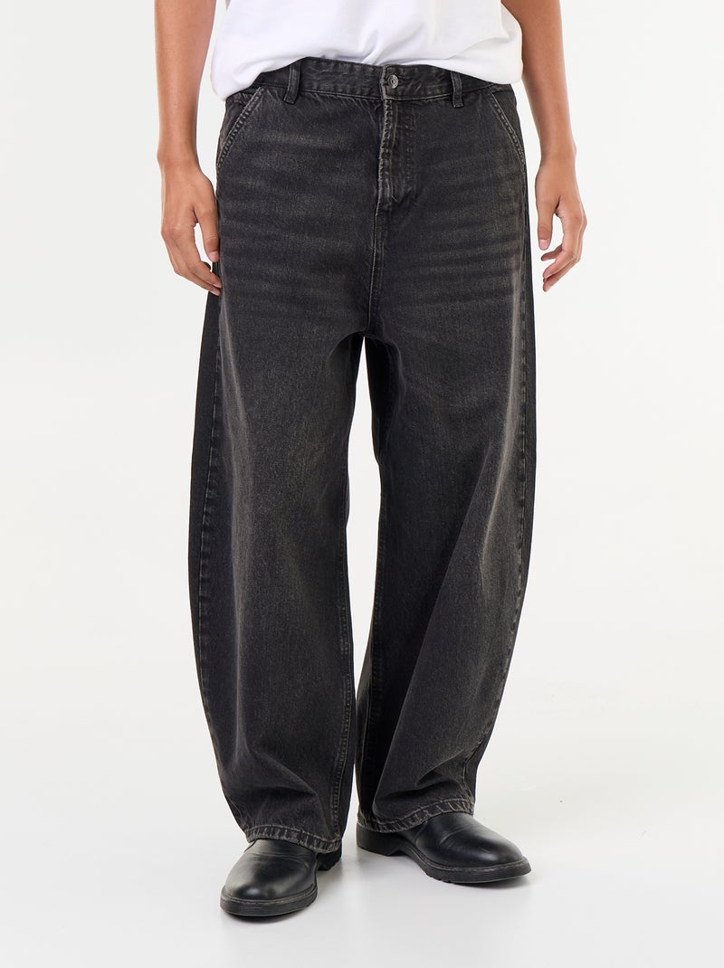 Wijde jeans met 5 zakken Zwart - Kiabi