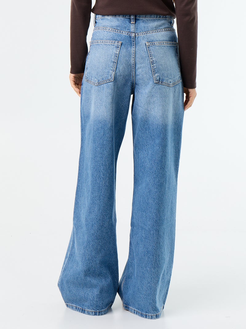 Wijde jeans met asymmetrische knoopsluiting Blauw - Kiabi