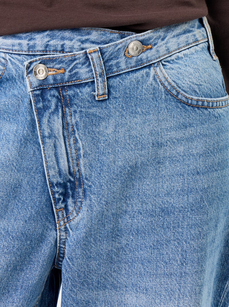 Wijde jeans met asymmetrische knoopsluiting Blauw - Kiabi