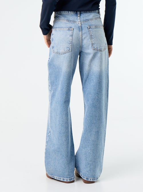Wijde jeans met asymmetrische knoopsluiting - Kiabi