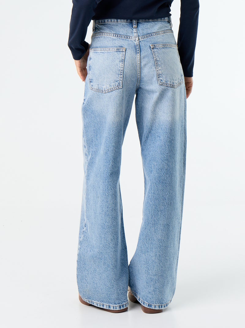 Wijde jeans met asymmetrische knoopsluiting Blauw - Kiabi