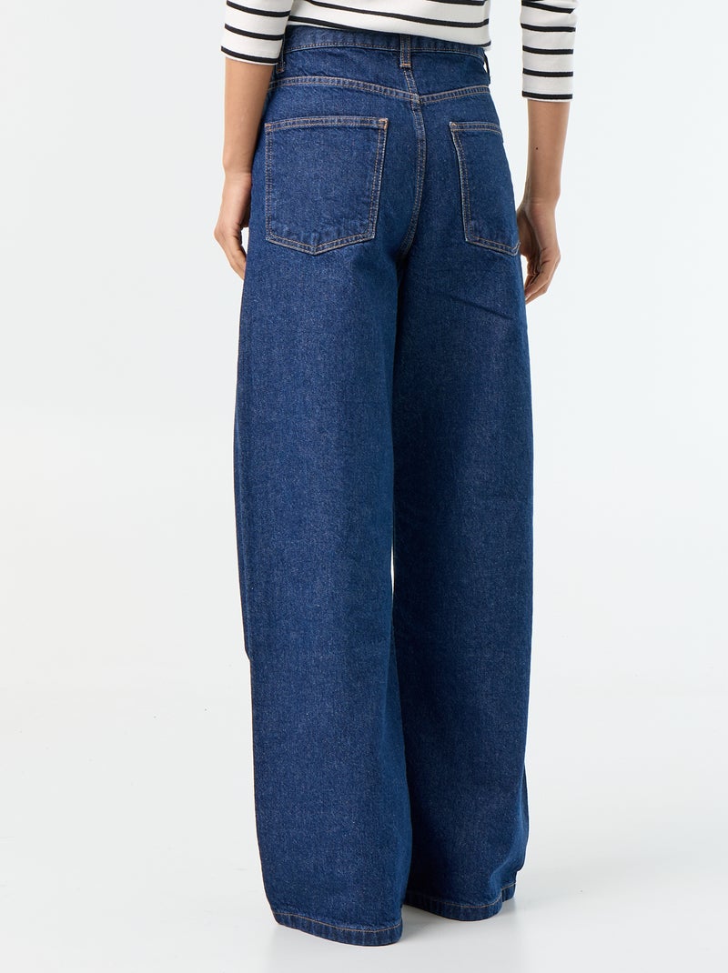Wijde jeans met asymmetrische knoopsluiting Blauw - Kiabi