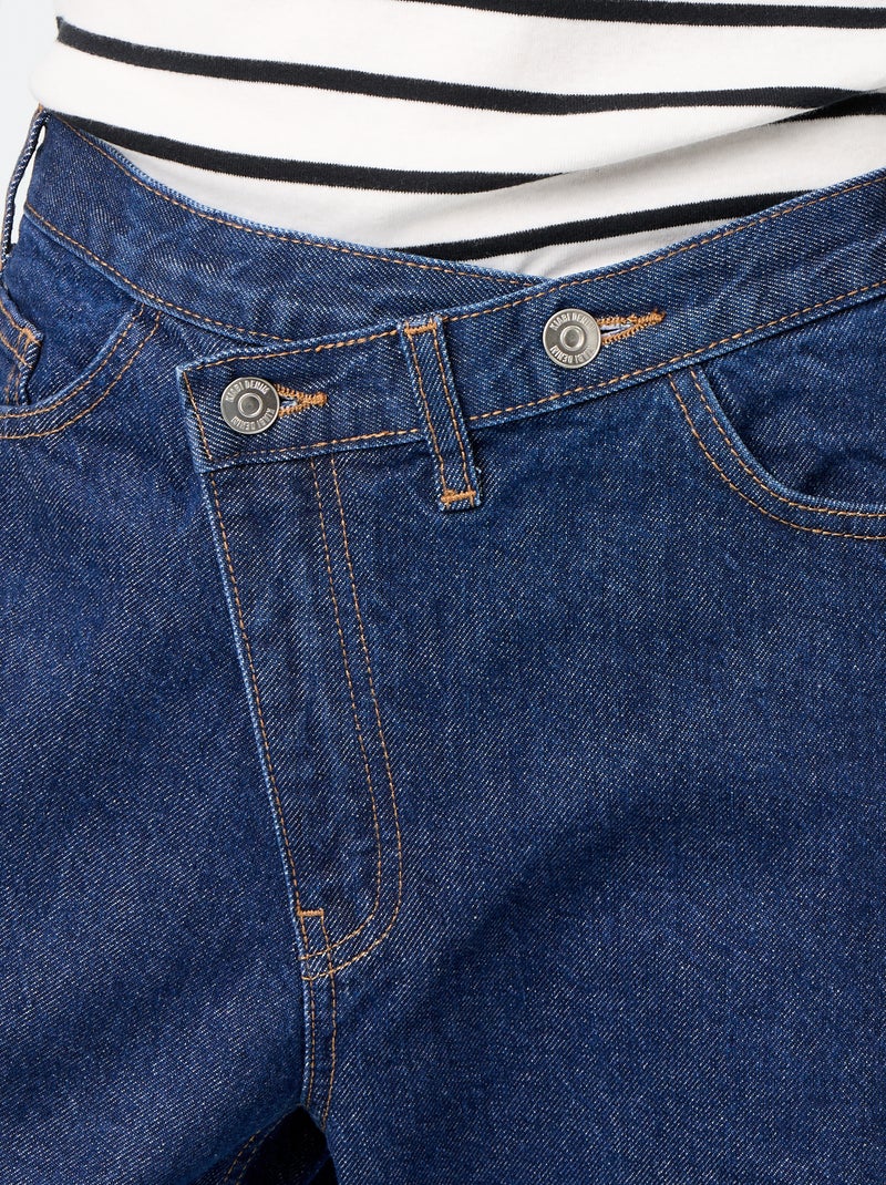 Wijde jeans met asymmetrische knoopsluiting Blauw - Kiabi