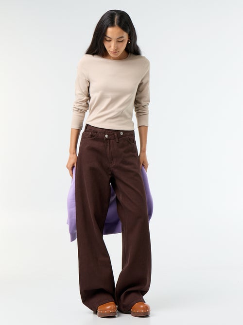 Wijde jeans met asymmetrische knoopsluiting - Kiabi