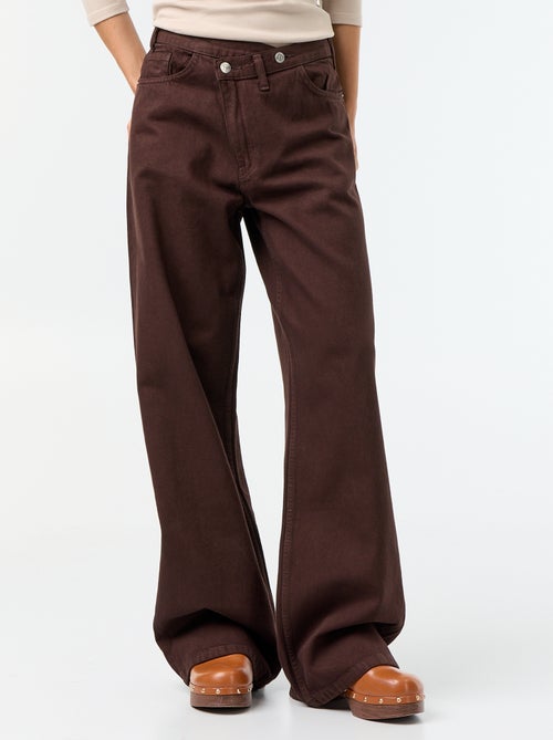 Wijde jeans met asymmetrische knoopsluiting - Kiabi