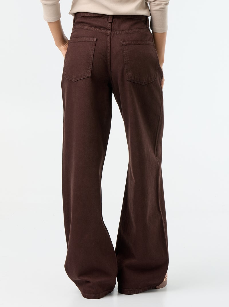 Wijde jeans met asymmetrische knoopsluiting Bruin - Kiabi