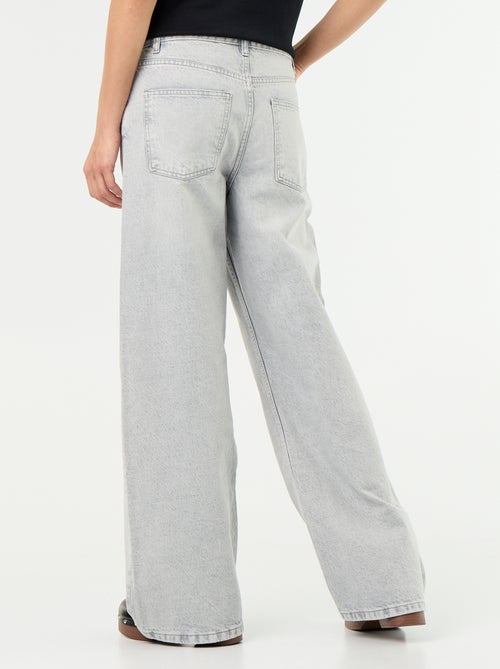 Wijde jeans met asymmetrische knoopsluiting - Kiabi