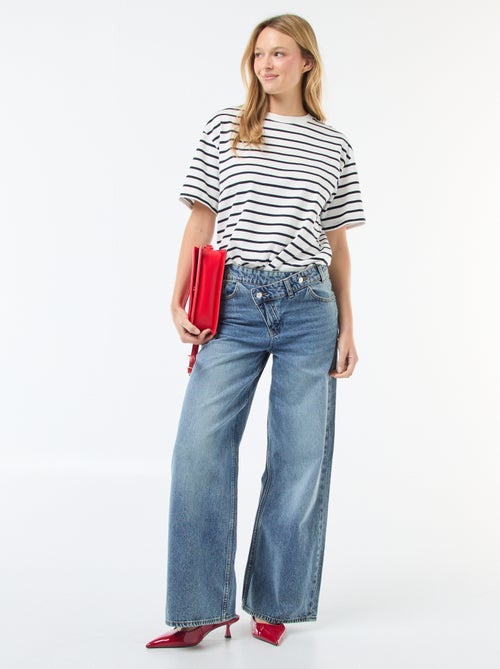 Wijde jeans met dubbele knoopsluiting - Kiabi