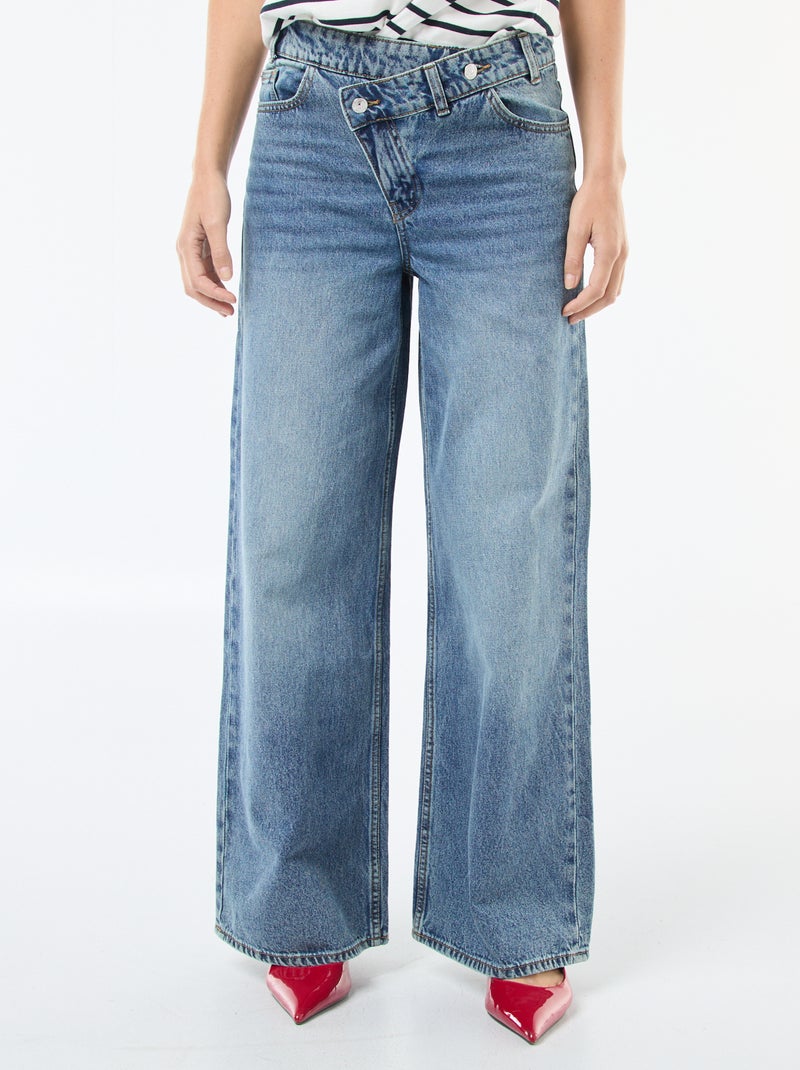 Wijde jeans met dubbele knoopsluiting Blauw - Kiabi