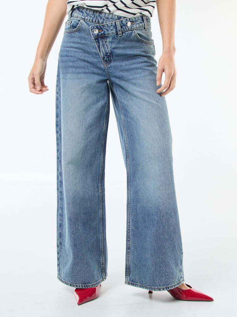 Wijde jeans met dubbele knoopsluiting Blauw - Kiabi