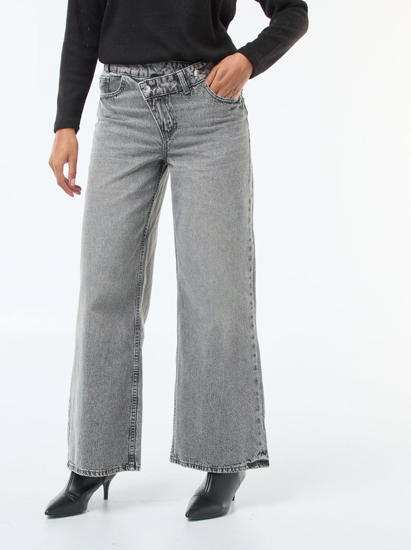 Wijde jeans met dubbele knoopsluiting Grijs - Kiabi