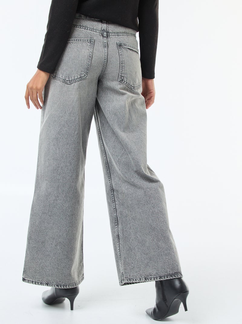 Wijde jeans met dubbele knoopsluiting Grijs - Kiabi