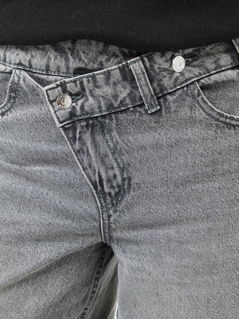 Wijde jeans met dubbele knoopsluiting Grijs - Kiabi