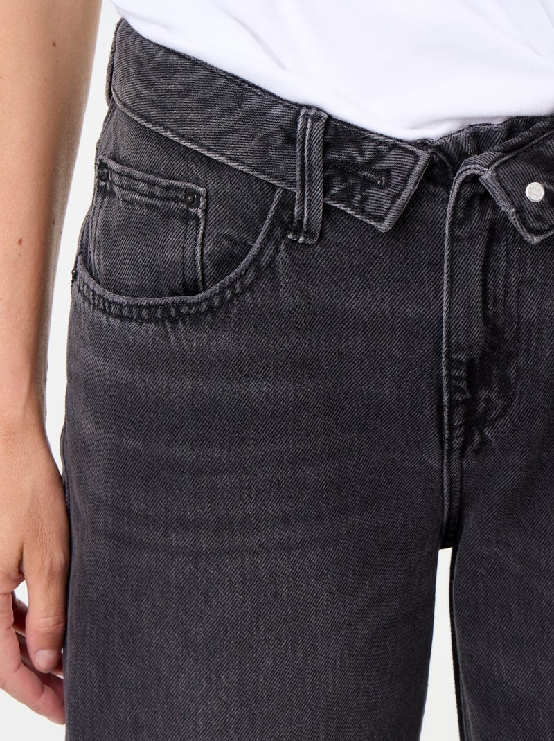 Wijde jeans met fantasierijke riem Zwart - Kiabi