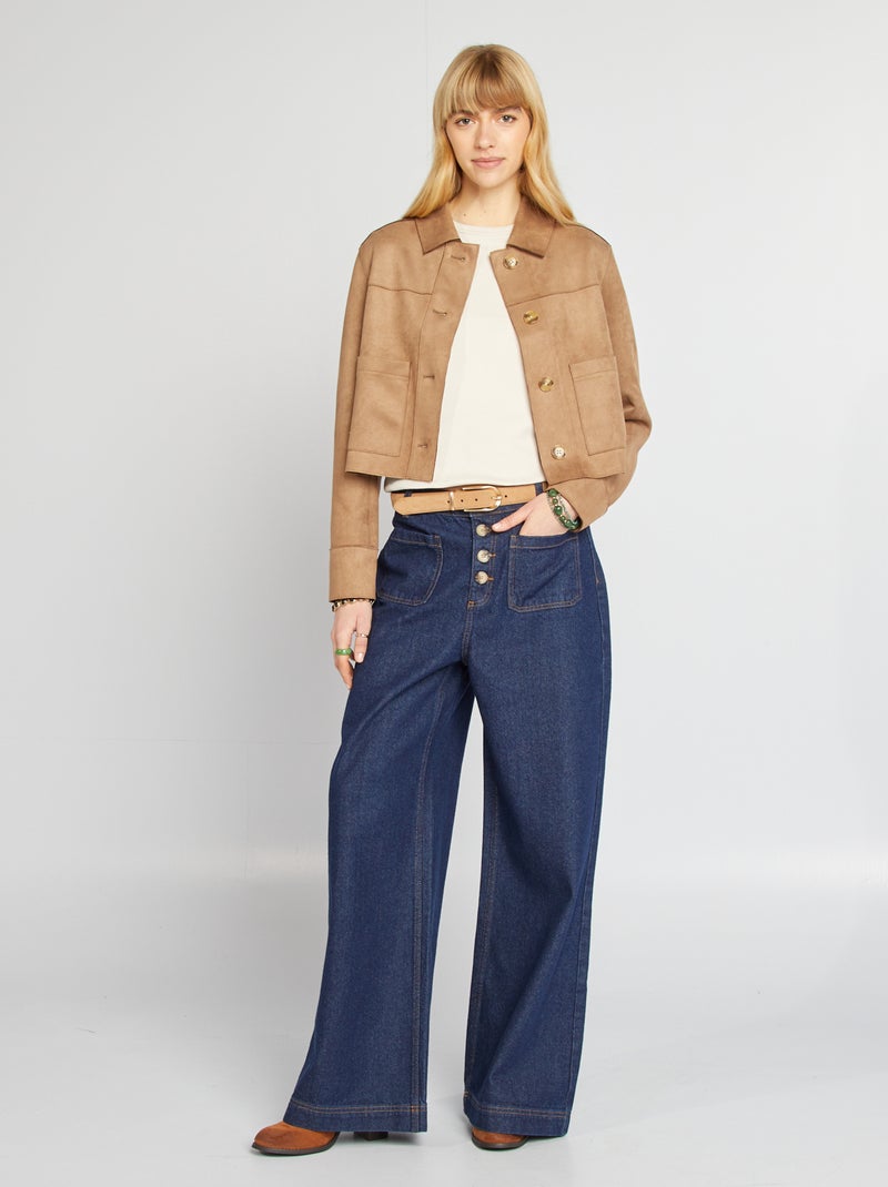 Wijde jeans met hoge taille BLAUW - Kiabi