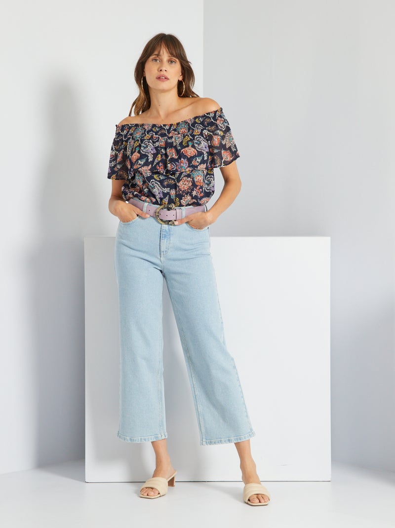 Wijde jeans met hoge taille BLAUW - Kiabi