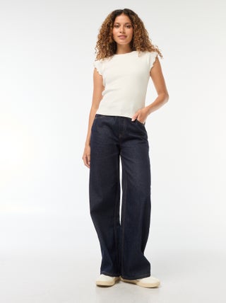 Wijde jeans met hoge taille en 5 zakken