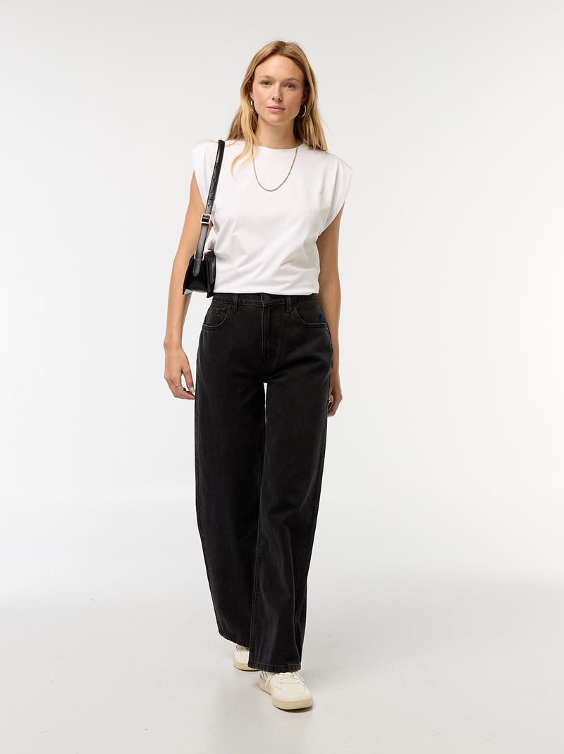 Wijde jeans met hoge taille en 5 zakken Grijs - Kiabi