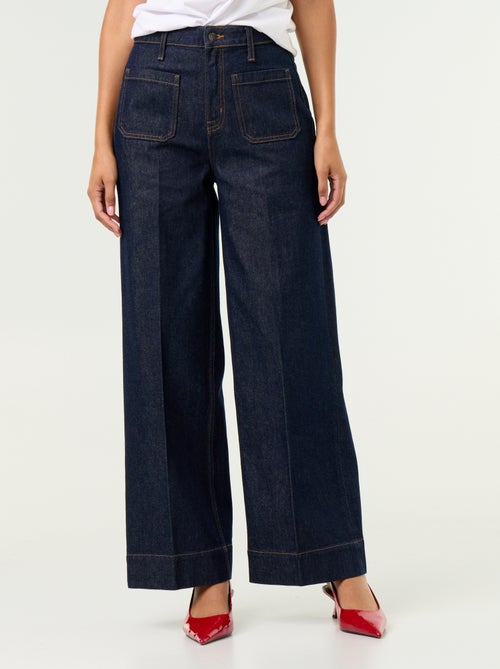 Wijde jeans met hoge taille en opgestikte zakken - Kiabi