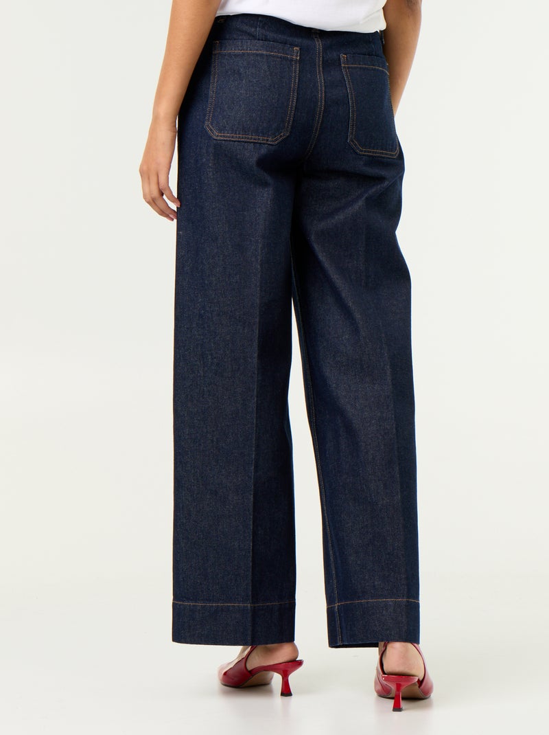 Wijde jeans met hoge taille en opgestikte zakken Blauw - Kiabi