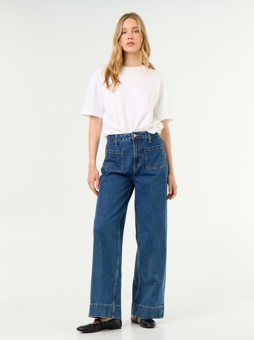 Wijde jeans met hoge taille en opgestikte zakken - Kiabi