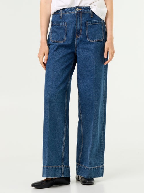 Wijde jeans met hoge taille en opgestikte zakken - Kiabi
